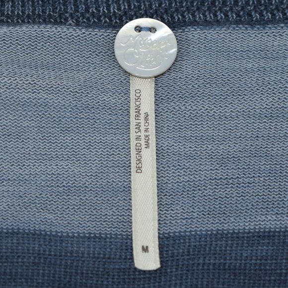 Margaret O’Leary Blue Stripe V-Neck Button Cardigan Womens Sweater 100% Cotton M - Picture 9 of 12